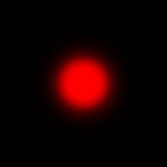 a black background with a red circle in the middle and one light at the end