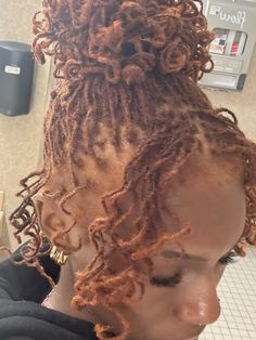 #ginger #locs #sisterlocs #coloredlocs Traditional Locs Hairstyles, Honey Blonde Micro Locs, Micro Locs Color Ideas, Root Dyed Locs, 300 Microlocs, Ginger Microlocs, Sister Locks Hairstyles Short, Micro Loc Styles Black Women, Ginger Micro Locs