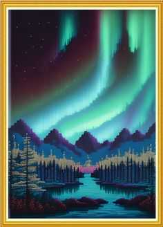 the aurora bore is shown in this cross stitch pattern