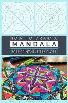 how to draw a free printable coloring page for adults and children with the title, how to draw a mandala