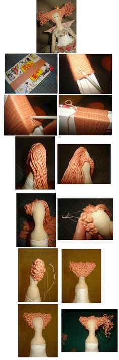 the process is being made with yarn and thread, as well as instructions for how to make