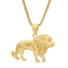 PRICES MAY VARY. [Product Material]:this lion necklace made of stainless steel,stainless steel material allows it to stay beautiful for a long time. [Product Weight]:this weight of animal necklace is 35g. [Chain Information]:this chain's length of lion necklace is 22inches. [Pendant Information]:this height of pendant is 35mm,this width of pendant is 45mm. [Product Design]:the design of this necklace is inspired by the traditional image of lion, which is revered by many people around the world. Image Of Lion, Lion Necklace, Lion Pendant, Lion Images, Animal Necklace, Pet Necklace, Earrings Rings, Gold Plated Necklace, Fashion Jewellery