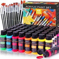 the acrylic paint set includes 48 different colors