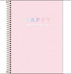 a spiral notebook with the words happy written on it