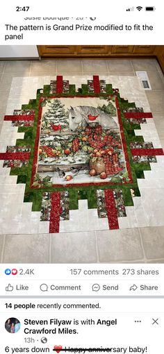 an image of a christmas quilt on the floor