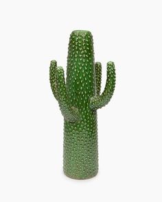 a small green cactus sitting on top of a white table