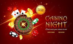 casino night banner with roule and chips