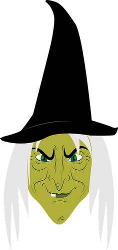 an image of a wizard with green eyes and white hair wearing a black witches hat