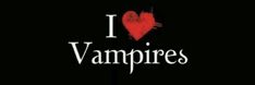 the words i love vampires written in white on a black background with a red heart