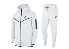 Track Suit Men Nike, White Nike Tech Fleece, White Tech Fleece, White Nike Tech, Hoodie Men Outfit, Nike Tech Fleece Outfit Men, Nike Sweat Suit, Nike Tech Fleece Tracksuit, Nike Hoodie Men