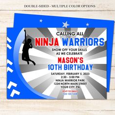 an image of a birthday party card with a basketball player on the front and blue background