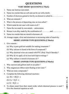 the answer sheet for question questions