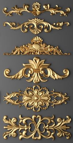 golden decorative elements on a gray background stock photo - budget conscious, expensive and elegant