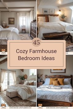 four pictures of cozy farmhouse bedroom ideas