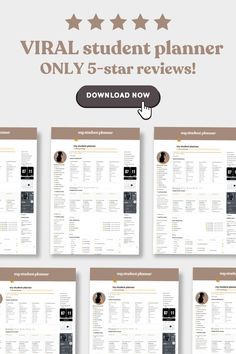 the virtual student planner is shown with five stars above it and below it, there are four