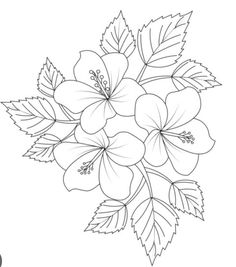 a drawing of flowers with leaves