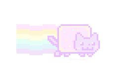 a pixeled image of a pink cat on a white background with pastel colors