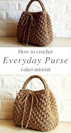 an image of a purse made out of straw with the words how to crochet everyday