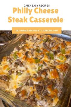 a casserole dish with meat and cheese on it