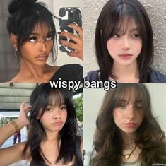 Bangs That Look Good With Ponytail, Bangs Hairstyle For Oval Face, Bangs Long Hair Ponytail, Curly Hairstyles Prom, Braided Hairstyles Curly, Wispy Bangs Hairstyles, Pretty Hair Cuts, Haircut Inspo, Hairstyles Prom