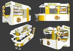 the food stand has been designed to look like it is made out of yellow and white