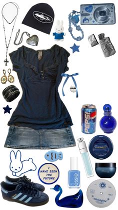 #outfitinspo #beauty #blue #viviennewestwood #pepsi #diorlipgloss #essie #miffy