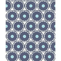 a blue and white wallpaper pattern with circles on the bottom, in shades of gray