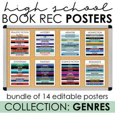 the high school book rec poster bundle is shown in black and white, with text that reads