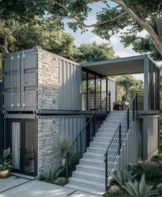 a modern house made out of shipping containers