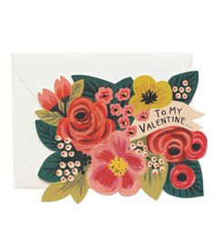 a card with flowers on it that says to my valentine