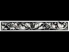 a black and white drawing of an ornate border with flowers on it's sides