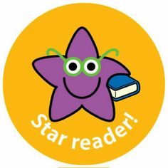 the star reader logo with an image of a purple flower and a book on it