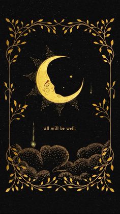 an image of a crescent with the words all will be well written in gold on it