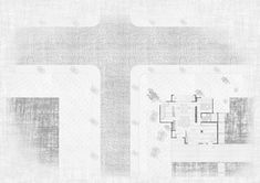 an aerial view of the floor plan for a house with two courtyards and three rooms