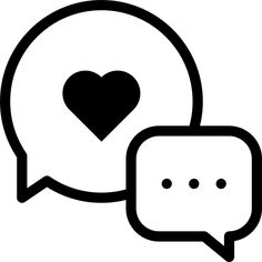 two speech bubbles with a heart in the middle one has a conversation bubble on it