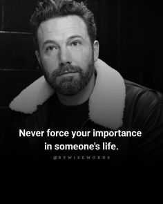 a man with a beard is looking at the camera and has a quote on it