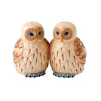 two ceramic owls sitting next to each other