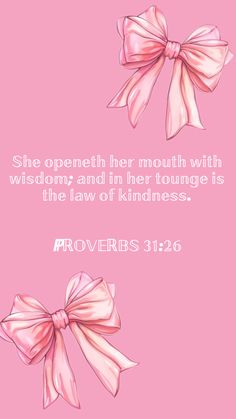 two pink bows on a pink background with bible verse