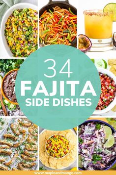 34 fajita side dishes with text overlay