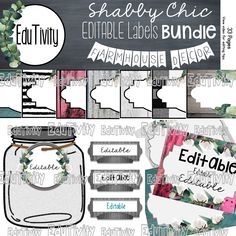 the printable bundle includes labels, tags and other items to make it look like they are