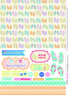 a variety of stickers with different designs on them, including flip flops and sandals