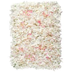 white and pink flowers are arranged in the shape of a square frame on a white background