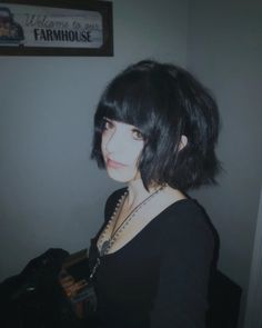 Black Bob With Bangs Aesthetic, Short Black Hair With Side Bangs, Short Haircut Inspo For Round Face, Grunge Short Haircuts With Bangs, Cute Short Haircut With Bangs, Emo Micro Bangs, Cute Goth Haircuts, Gothic Haircuts Short, Vamp Bangs Short Hair