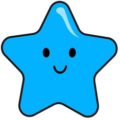 a blue star with a smiling face