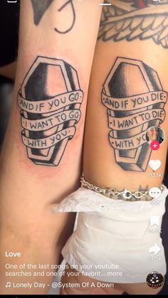 two people with tattoos on their arms and the words i love you if you do what to do