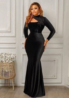 Black mermaid velvet dress for prom, birthday party, pre wedding shoot, bridal shower, African women party, thanksgiving party Black Dinner Gown, Dinner Gowns Classy Style, Dinner Gowns Classy, Lace Gown Styles Aso Ebi, Dress Classy Elegant, Black Dinner Dress, Aso Ebi Dresses, Black Velvet Gown, Dinner Gowns