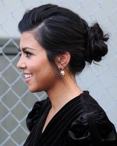 Professional Hairstyles For Interview, Easy Professional Hairstyles For Work, Kortney Kardashian, Professional Hairstyles For Work, Interview Hair, Kourtney Kardashian Hair, Sleek Chignon, Professional Updo, Office Hair