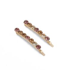 Show off your sparkling personality with these glowing gemstone bobby pins. This set of 2 bobby pins features a set of neutral-toned sparkling gems that make the perfect accent to a special night out look. These bobby pins are set in a chic soft gold base and can be worn together or individually. Works on all hair types. Wet Brush, Hair Shine, Hair Gel, Bow Hair Clips, All Hair Types, Hair Types, Hair Brush, Neutral Tones, Hair Tools