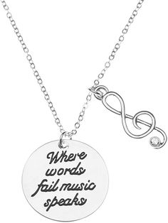 Amazon.com: Infinity Collection Music Necklace- Where Words Fail Music Music Speaks Jewelry Gift - Treble Clef Jewelry - Music Note-Music Lover Jewelry Gift : Clothing, Shoes & Jewelry Treble Clef Jewelry, Music Necklace, Lover Jewelry, Music Jewelry, Treble Clef, Music Music, Music Notes, Music Lovers, Jewelry Gift