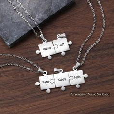 Introducing the Martin & Mark Gift Personalized Puzzle Necklace! The necklace is made of top-quality material and features a custom-name puzzle pendant. It's also personalized with you and your loved one's name so it is a perfect gift for all occasions.              More colors and styles are available @ https://www.etsy.com/au/shop/MartinMarkGift                  PRODUCT INFORMATION:         ★ Default Colour:         - Material: Stainless Steel - Hardware Color: Silver          ★ Available accessories:         - Chain | Pendant           ★ Feature:         - Personalized         - Intricate Design - High-Quality Materials         - Handmade to order                         ★ Dimensions:         - Pendant: 23mmx22mm - Chain Length: 45+5cm ★ IMPORTANT NOTE: For US and International Buyers, Saint Agatha, Girl Valentines, Red Heart Necklace, Necklaces Beaded, Personalized Puzzles, Toddler Valentines, Necklace Red, Girls Valentines, Valentines Necklace